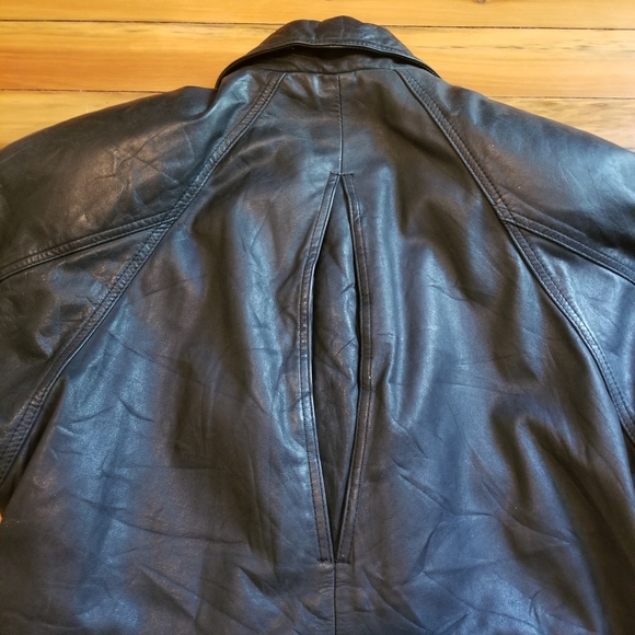 Vintage AM2 Andrew Marc chunky black leather jacket size small Excellent thick - Picture 6 of 16